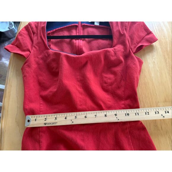 Banana Republic Red Short-Sleeve Sheath Dress - Size 4 - Picture 9 of 12